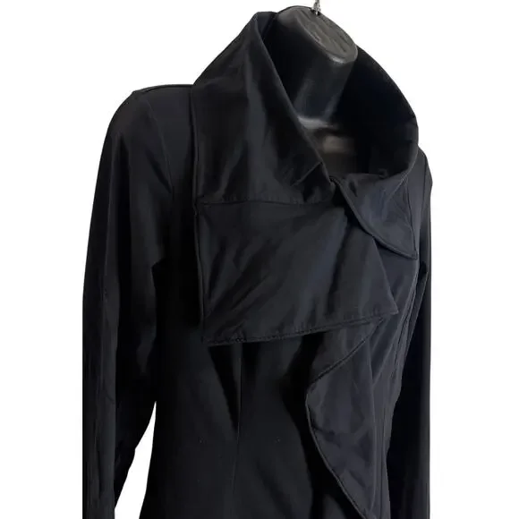 Lucy Women Small Black Zip Up Jacket Yoga Asymmetrical Drape Collar Athleisure - Picture 3 of 8